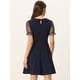 thumbnail image 3 of Vestido De Mujer Retro Con Cuello Peter Pan Y Mangas De Malla Azul Oscuro L, 3 of 5