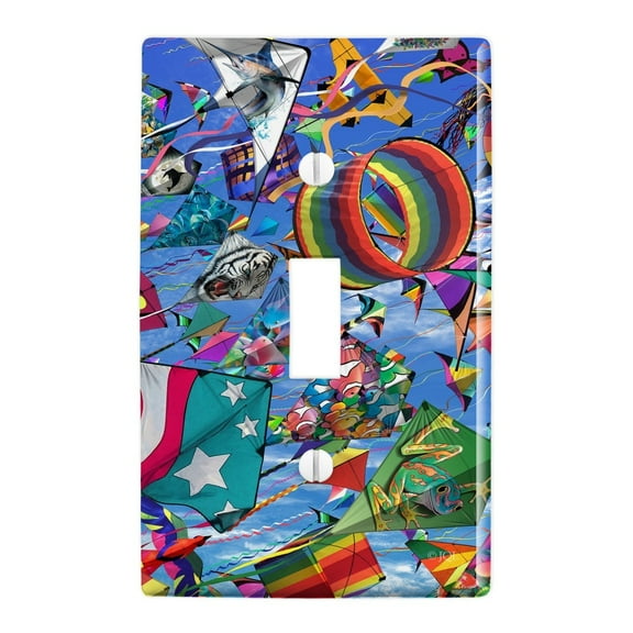 Kites Flying Riding The Wind Plastic Wall Decor Toggle Light Switch Plate Cover