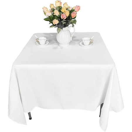 

Trimming Shop 90x90in Square Polyester Tablecloth Washable Linen White Table Cover 5pcs