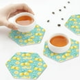 thumbnail image 7 of Pofeuu Yellow Lemon Print Leather Coasters Set of 6, Round Cups Mugs Mat Pad for Home Kitchen Heat Resistant Drink Coasters,Hexagon, 7 of 7