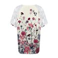 thumbnail image 5 of Hauts d'Été Grande Taille en Dentelle pour Femmes Blouses d'Été Patchwork Imprimé Amples Grande Taille Col en V Manches Courtes T-Shirts Col en V Femmes en Solde, 5 of 5