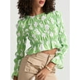 thumbnail image 3 of Michellecmm  Women Floral Print Blouses Tiered Smocked Long Sleeve Crop Shirt, 3 of 8