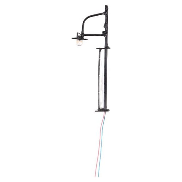 Model Train Lamppost with Ladder Home Landscape Decorations LED Railway Light Miniature Single-Head Track Lamp Table Toys Black(Scale 1:160)
