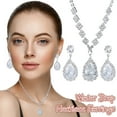 thumbnail image 2 of Ashosteey Earrings for Women Women's Rhinestone Earrings Water Drop Necklace Earrings Set Accessories for on Anniversary Mothers Day Girlfriend Birthday Gifts, 2 of 9