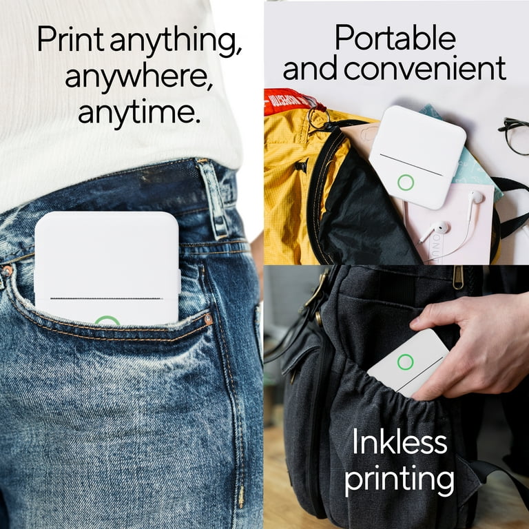 Wireless Mini Portable Thermal Printer Label Maker, Paper Included for  Android and iOS Phone, White