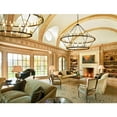 thumbnail image 4 of Magic Home 54-Lights Wagon Wheel Chandelier,2 Tier Extra Large Farmhouse Chandelier Light Fixture,Round Rustic Lighting,Black frame + Glod lamp head, 4 of 8
