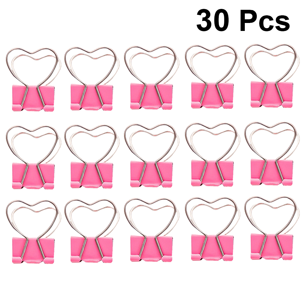 Worgeous  30 Pcs Heart-shaped Small Paper Clip Pink Love Hollow Out Clips