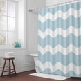 thumbnail image 5 of Sky Blue and White Stripes Fabric Shower Curtain Sea Wave Washable Shower Curtains for Bathroom, Waterproof Bath Curtain with Hooks Home Decor 36x72in, 5 of 8