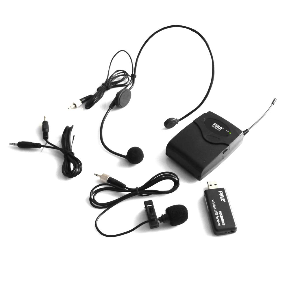 Pyle PUSBMIC43 Belt Pack Microphone System with Wireless USB Receiver