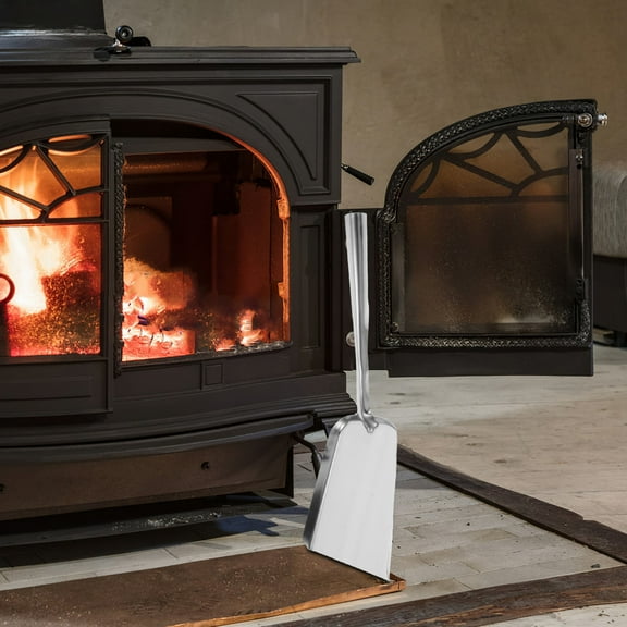 OFFIGAM Fire Pit Accessories Fireplace Shovel Silver Stainless Steel 1Set For Coal Handling