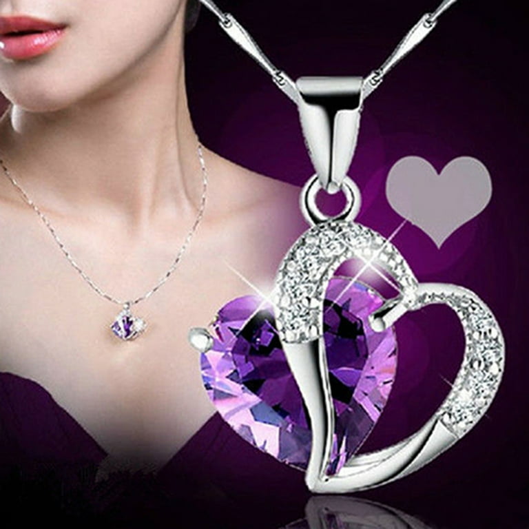 Purple heart shop necklace walmart