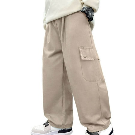 AHTJRT Kids Cargo Pants Baggy Wide Leg Workout Parachute Pants Multiple Pockets Fall Winter Fashion Streetwear Joggers Pants Beige 12-13 Years AHTJRT Kids Cargo Pants Baggy Wide Leg Workout Parachute Pants Multiple Pockets Fall Winter Fashion Streetwear Joggers Pants Beige 12-13 Years