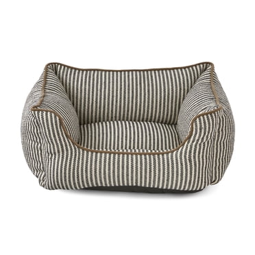 Vibrant Life Small High Wall Striped Dog Bed, Black & White, 17" x 21"