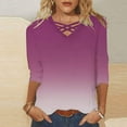 thumbnail image 2 of New Summer Womens Tops 2024 3/4 Sleeves Plus Size Fashion Casual V-neck Top Gifts for Womens, 2 of 5