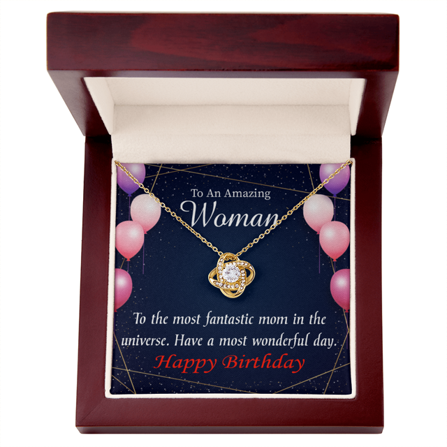 To My Mom Birthday Message Most Fantastic Mom Infinity Knot Necklace Message Card