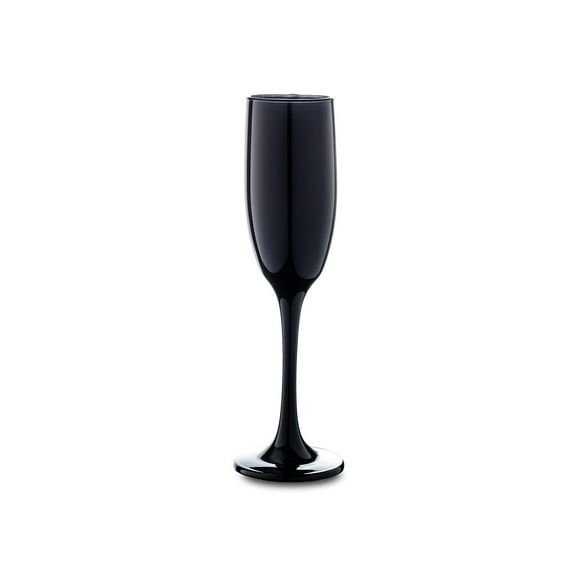 Vikko Dcor Black Champagne Flutes: 6 Ounce Capacity  Perfect for Parties, Weddings, and Everyday  Thick and Durable  Dishwasher Safe  Set of 6 Sparkling Wine Glasses