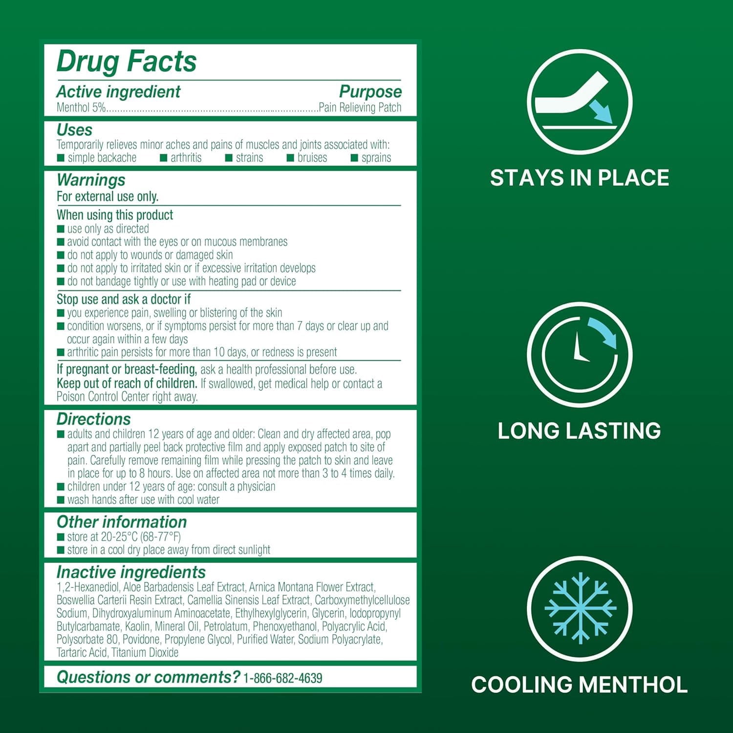 Biofreeze XL Pain Relief Patches, Menthol Pain Patches for Lower Back Neck Knee Shoulder, 4 Count (Pack of 2)