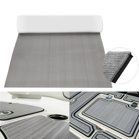 35'' X 94'' Light Grey Marine Flooring Synthetic Floor Boards Teak EVA Foam Boat Decking Sheet Self-Adhesive Mat 6mm