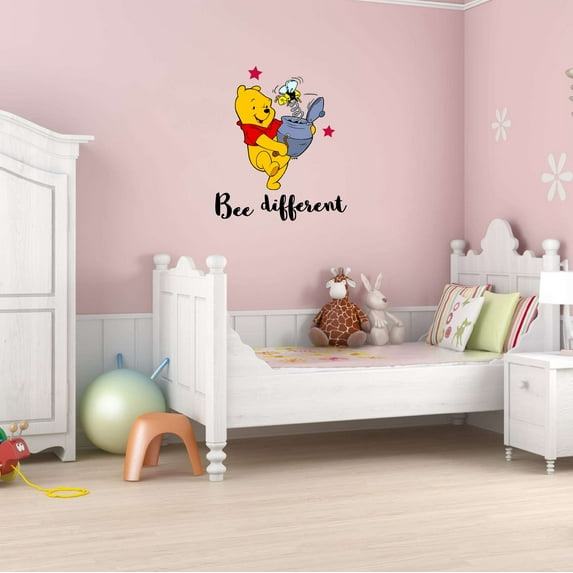 Babies Bee different Cute Cartoon Wall Decal Decoration Motivational Bumble Bee Wall Home Decor Lasts Years and Easily Removable - Size: 16 In(W) x 20 In(H)