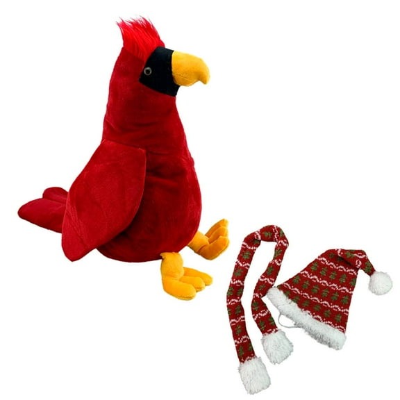 Chloe The Cardinal 16 Inch Plush Toy with Festive Knit Hat & Scarf Combo Soft Stuffed Animal for Holidays, and Bird Lovers