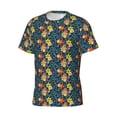 thumbnail image 5 of Qekee Blue Floral Classic Fit T-Shirt Men's Shirt Men's Tight Short Sleeves for Exercise, Running, Mountaineering - Blue Floral, 5 of 9