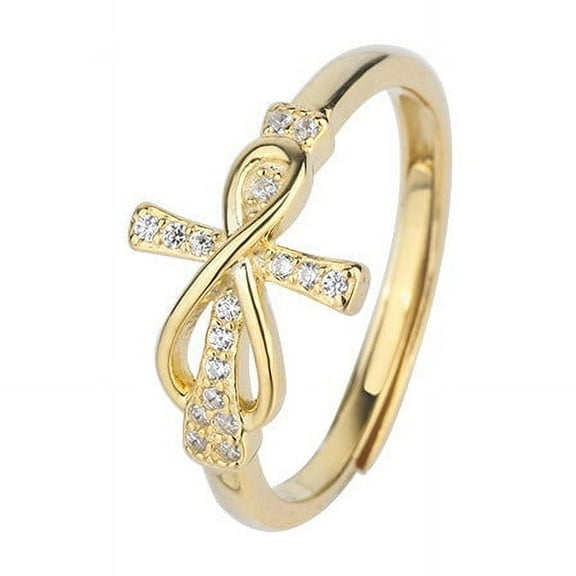 Sterling Silver Micro Diamond Cross Ring, Casual Fashion Ring, 9x13mm, Lightweight 1.6g, Gift for Women/Men