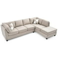 thumbnail image 4 of Passion Furniture Malone 111 in. Vanilla Suede 4-Seater Sectional Sofa with 2-Throw Pillow, 4 of 5