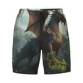 thumbnail image 4 of Lsque Mens Swim Trunks Forest Stone-Colored Dragon Pattern - Bathing Suit Compression Liner - Beach Swim Shorts Swimwear - (S-3XL) - Stretch Quick Dry -, 4 of 9