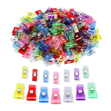IPOW 100pcs Sewing Clips Binding Clips Wonder Clips Quilt Clips Plastic Craft Clips for Sewing, Crochet, Knitting, Quilting Notions, Assorted Color, 70 Small 30
