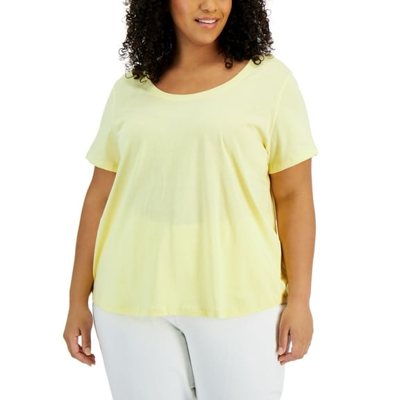 Style & Co Plus Size Cotton Tee Pale Banana 2X