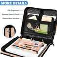 thumbnail image 5 of Zipper Binder with Shoulder Strap 2 inch 3 Ring Waterproof File Folder Organizer Bag 500 Sheet Small Blue and Orange Flowers, 5 of 8