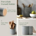 thumbnail image 3 of DOWAN 7.2*6.2in Ceramic Utensil Holder with Protection Crock Mat, Large Porcelain Utensil Crock for Kitchen Countertop, Round Utensil Organizer for Spatula, Grey, 3 of 6