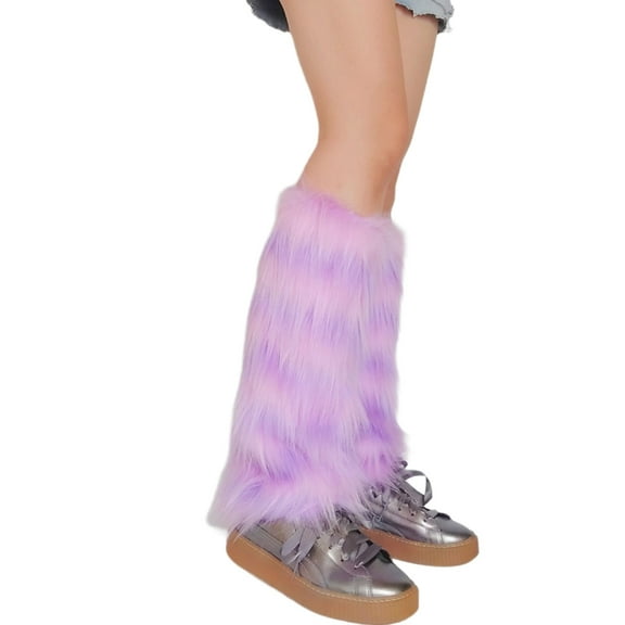 Women's Fuzzy Faux Furs Leg Warmers FursLongCuffs CoverPair Carnivals Boot CoverJK Uniform