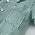 thumbnail image 6 of Kucnuzki Infant Baby Boy Clothes 12 Months Spring Summer Jumpsuit Bodysuit 18 Months Short Sleeve Solid Color Plain Stylish Button-Up Collar Overall Jumpsuit Hat 2PCS Set Green, 6 of 8