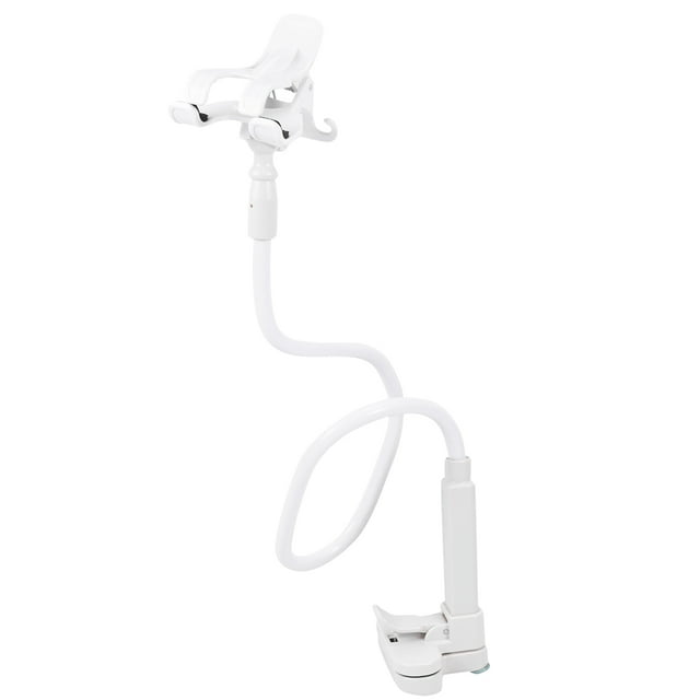 EeaseCA Gooseneck Phone Holder with Clip Base Flexible Long Arm Bracket for Cellphone Tablet E-Reader (White)