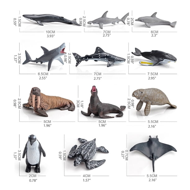 Juguetes modelo de animales oceánicos, 12 piezas Ocean Sea Life Figuras Juguetes Simulación Modelo animal Altamente versátil