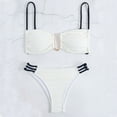 thumbnail image 2 of Swimsuits For Women Sevevn Women's Textured Underwire Bikini Set V Notch High Cut Swimwear Tie Side Ribbed Swimsuits White S, 2 of 8