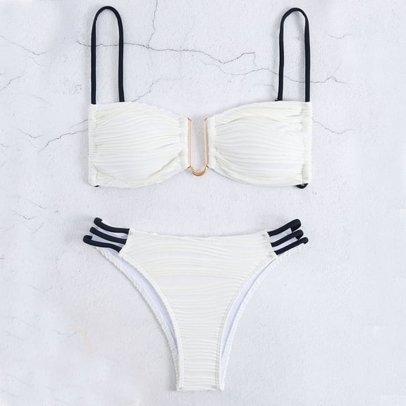 ClodeEU Women's Bikini Set ,Comfortable Two Piece Swimsuits White,Womens Plus M
