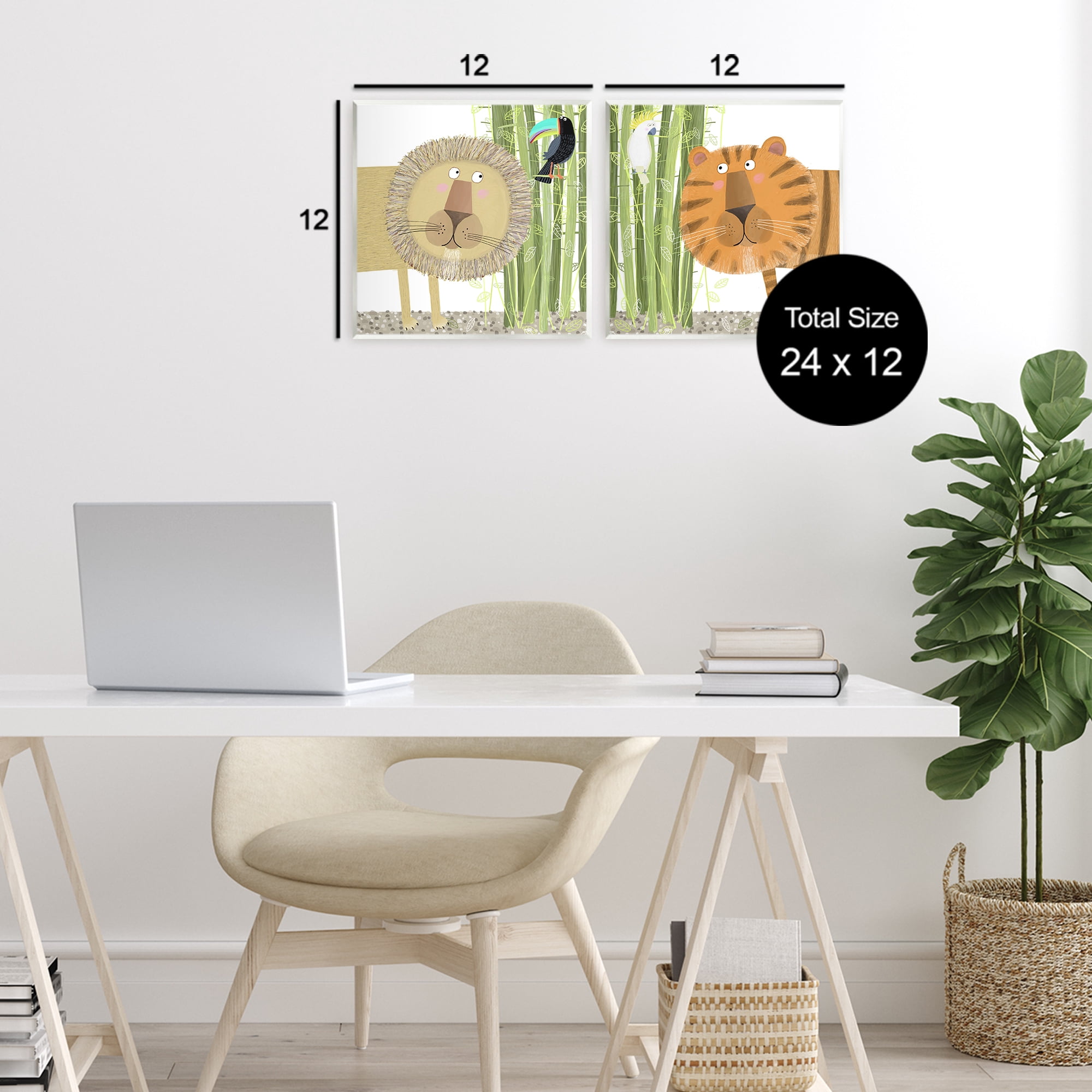 Stupell Industries Bamboo Trees & Animals 2 Piece Wall Plaque Art Set, design by Carla Daly