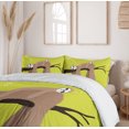thumbnail image 6 of Ambesonne Sloth Duvet Cover Set, Cartoon Mother Sleeping, Queen, Cocoa Apple Green, 6 of 6