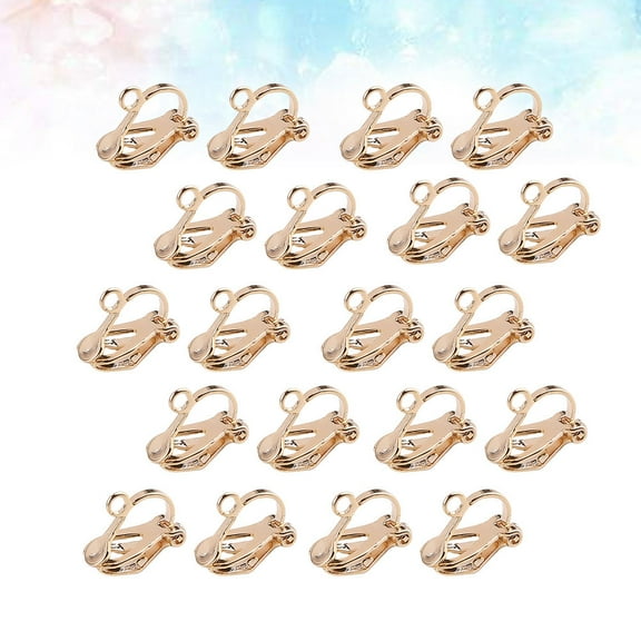 HEALEEP 20Pcs Square Clip On Earrings for Women in Golden Metal for Special Events