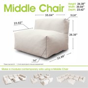 Evita Beige Outdoor Lounge Furniture , Outdoor Bean Bag Chair,Patio Lounger Comfy Couch, Water-Resistant Olefin Fabric, High-Density Foam Filled Comfy Beach Chairs