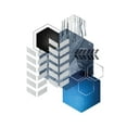 thumbnail image 2 of Urban Epiphany 12x12 White Modern Wood Framed Museum Art Print Titled - Geo Blue 4, 2 of 4
