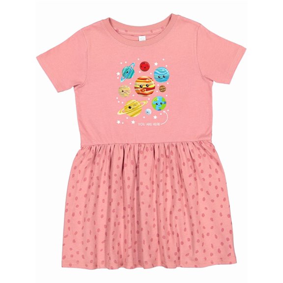 Inktastic Cute Planets, Kawaii Planets, Space, Cosmos, Stars Girls Toddler Dress