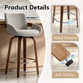 thumbnail image 7 of CRERIYO 26" Swivel Counter Height Bar Stools Set of 2, Linen Fabric Upholstered Bar Chairs with Silver Ring Footrest and Walnut Wood Legs, Lightgray, 7 of 7
