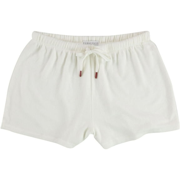 P.J. Salvage Womens Solid Pajama Shorts, White, Medium
