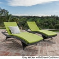 thumbnail image 3 of Noble House Salem Outdoor Grey Wicker Adjustable Lounge Green Cushion (Set of 2), 3 of 11