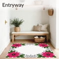 thumbnail image 3 of ODIKA 4'x6' Machine Washable Non-Slip Area Rug, Elegant Poinsettia Floral Decorative Xmas Hearth High Traffic Rug with Pad, Pink, 626326, 3 of 8