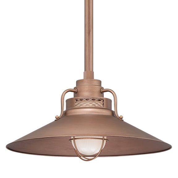 RRRS18-CP-Millennium Lighting-R Series - 1 Light Stem Hung Railroad Shade-10 Inch Tall and 18 Inch Wide-Copper Finish