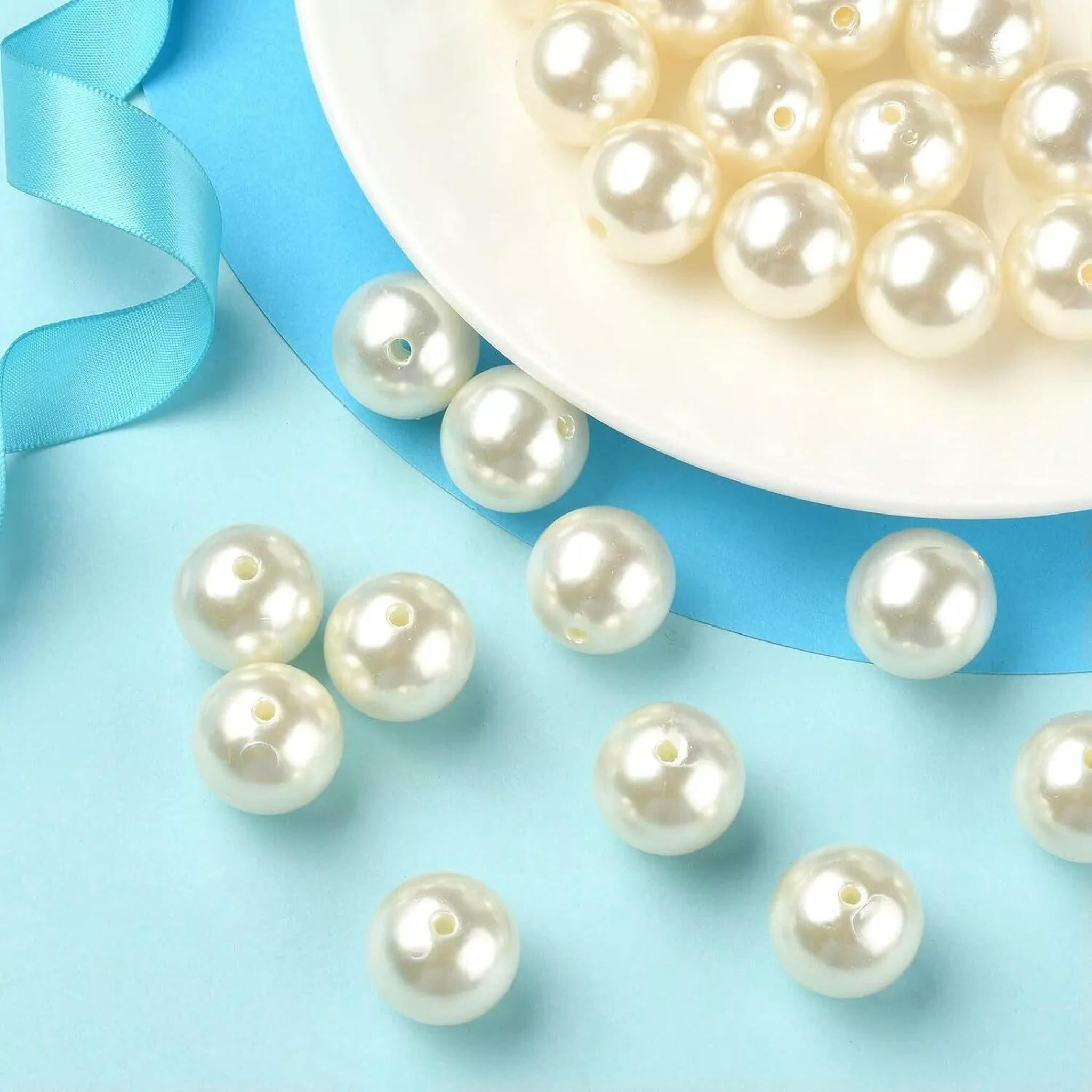 U8MO 35x Imitated Pearl Large Acrylic Beads Spacers for DIY Jewelry Making Supplies